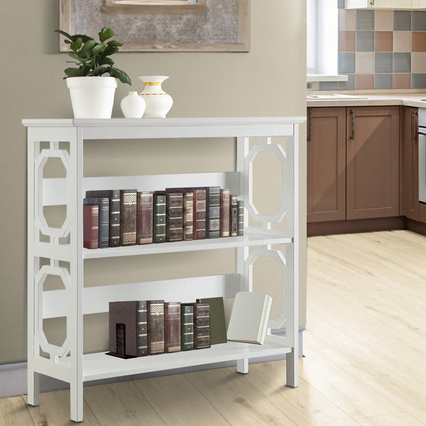 Sarantino Laurel 3-Tier Bookshelf Display Rack in White Awezingly
