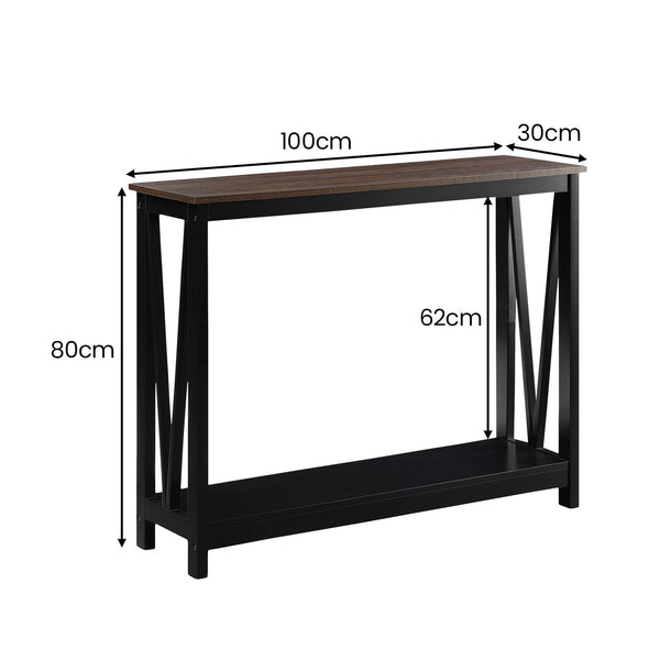 Sarantino Cielo 2-Tier Console Table Dark Walnut Awezingly