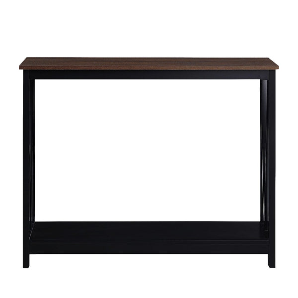 Sarantino Cielo 2-Tier Console Table Dark Walnut Awezingly