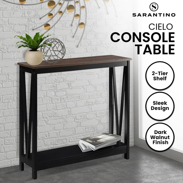 Sarantino Cielo 2-Tier Console Table Dark Walnut Awezingly