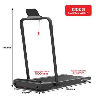 Powertrain K500 Walking Pad Treadmill 2 in 1 Foldable Walking & Running Machine w/2.5HP Motor Dual LED Displays 2 Level
