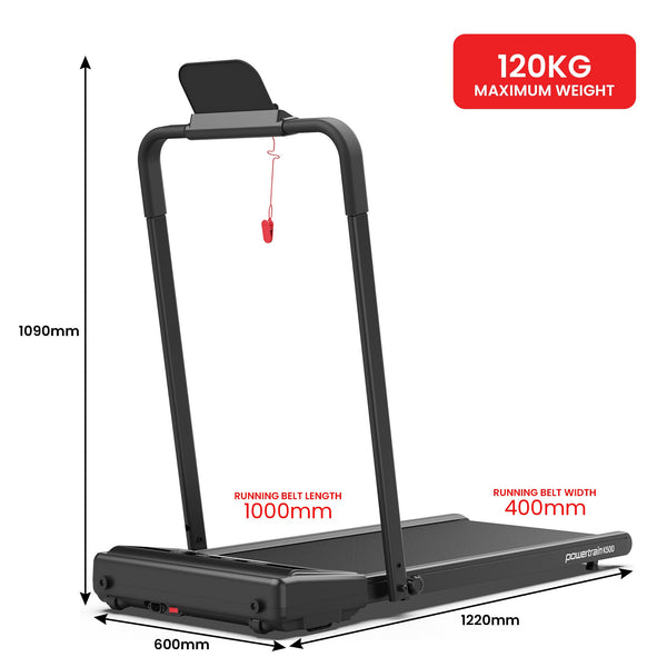 Powertrain K500 Walking Pad Treadmill 2 in 1 Foldable Walking & Running Machine w/2.5HP Motor Dual LED Displays 2 Level Awezingly