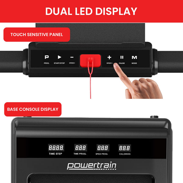 Powertrain K500 Walking Pad Treadmill 2 in 1 Foldable Walking & Running Machine w/2.5HP Motor Dual LED Displays 2 Level Awezingly