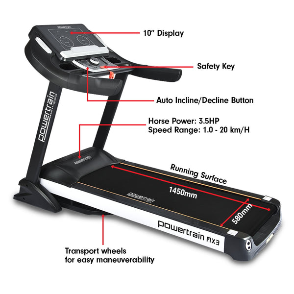 Powertrain MX3 Treadmill Performance Home Gym Cardio Machine Powertrain