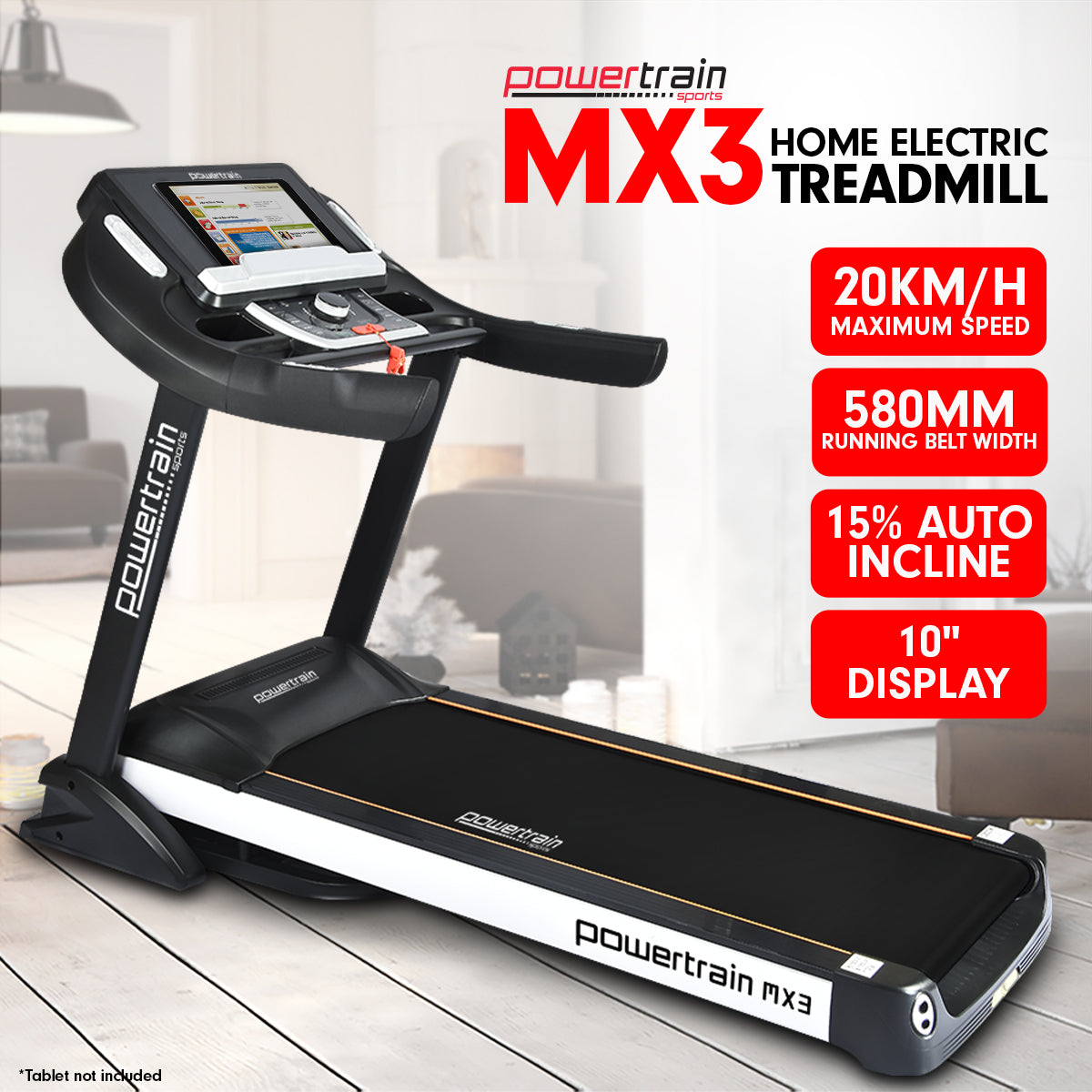 Powertrain MX3 Treadmill Performance Home Gym Cardio Machine Powertrain
