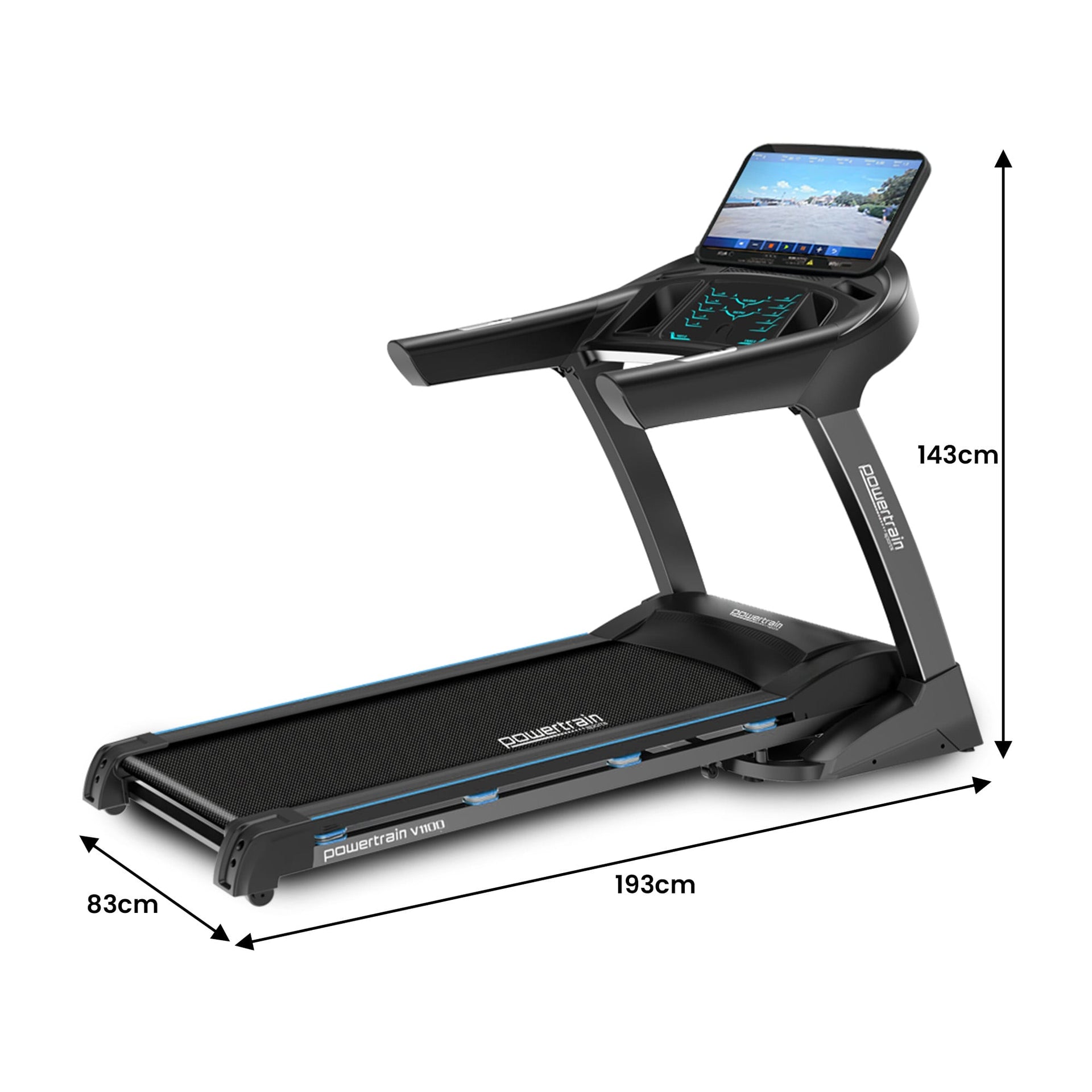 Powertrain V1100 Treadmill with Wifi Touch Screen & Incline Awezingly