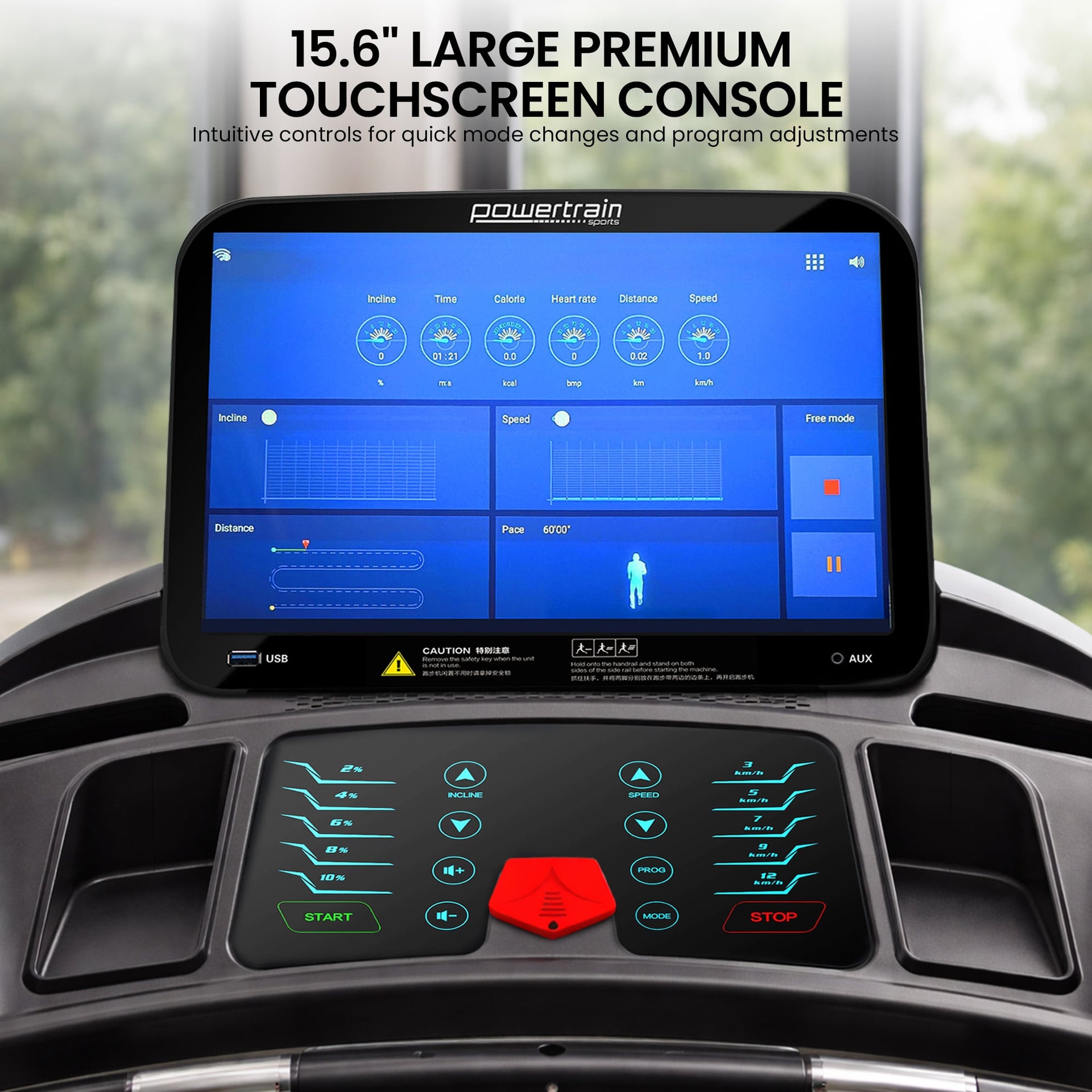 Powertrain V1100 Treadmill with Wifi Touch Screen & Incline Awezingly