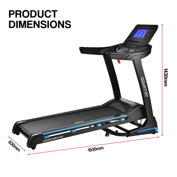 Powertrain V1200 Treadmill with Shock-Absorbing System Awezingly
