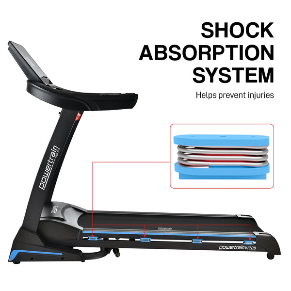 Powertrain V1200 Treadmill with Shock-Absorbing System Awezingly