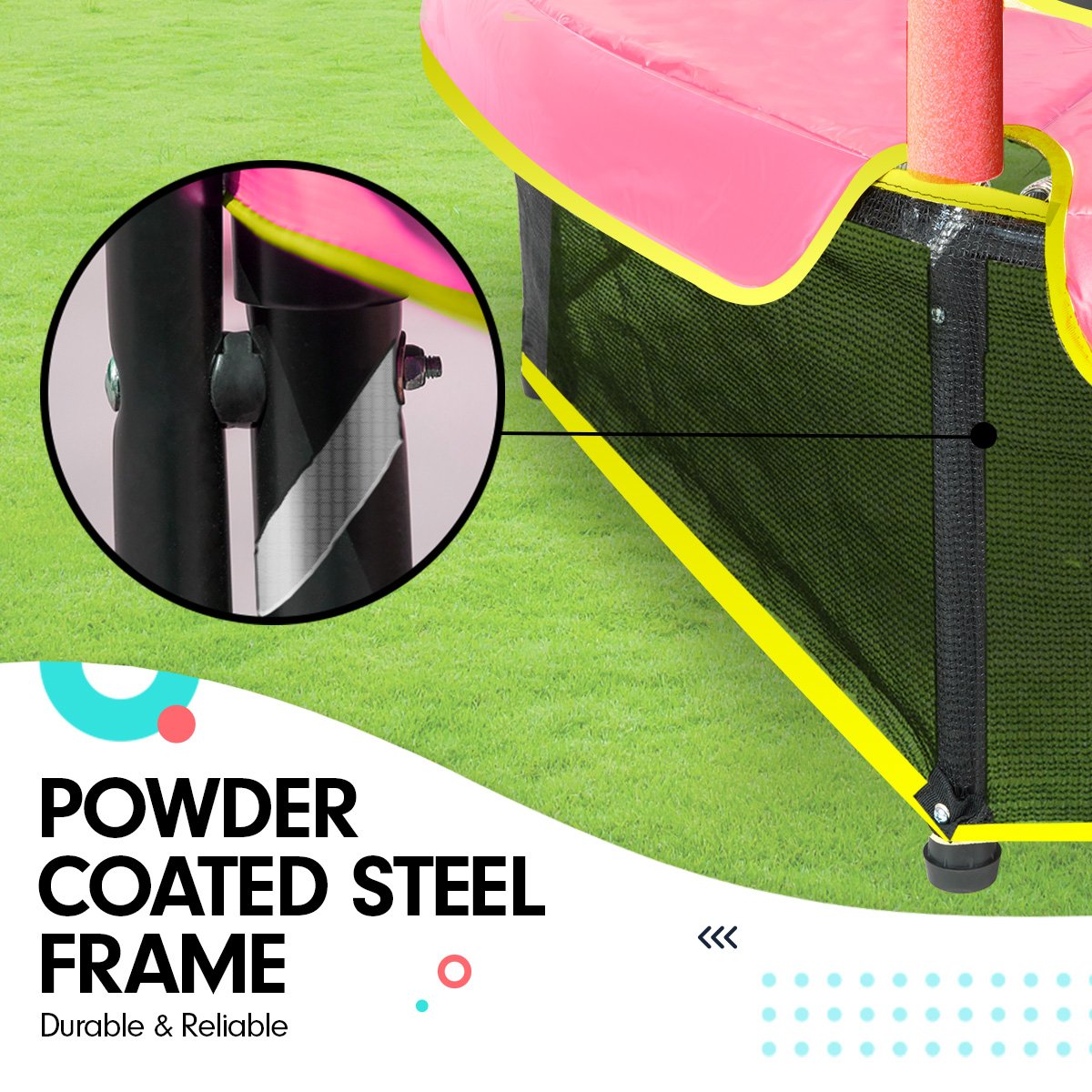 Kahuna 4.5ft Trampoline Round Free Safety Net Spring Pad Cover Mat Outdoor - Blue Pink Kahuna