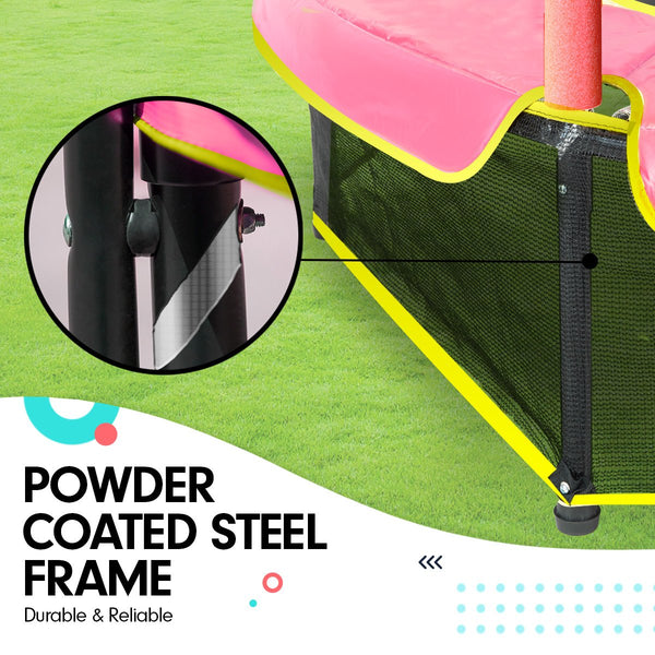 Kahuna 4.5ft Trampoline Round Free Safety Net Spring Pad Cover Mat Outdoor - Blue Pink Kahuna