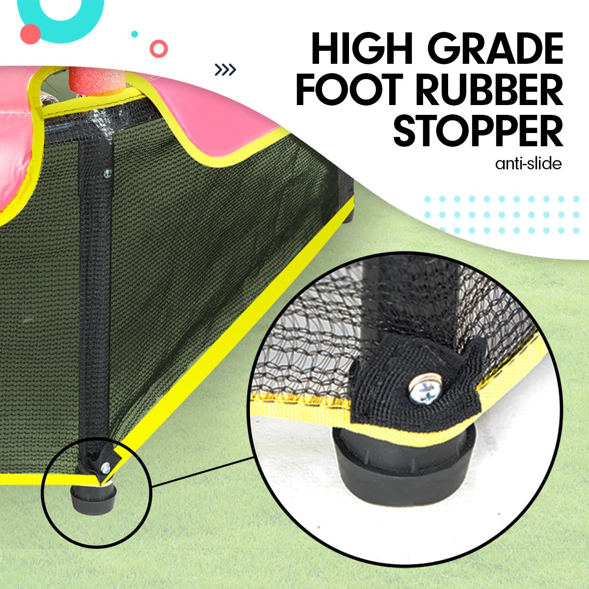 Kahuna 4.5ft Trampoline Round Free Safety Net Spring Pad Cover Mat Outdoor - Blue Pink Kahuna