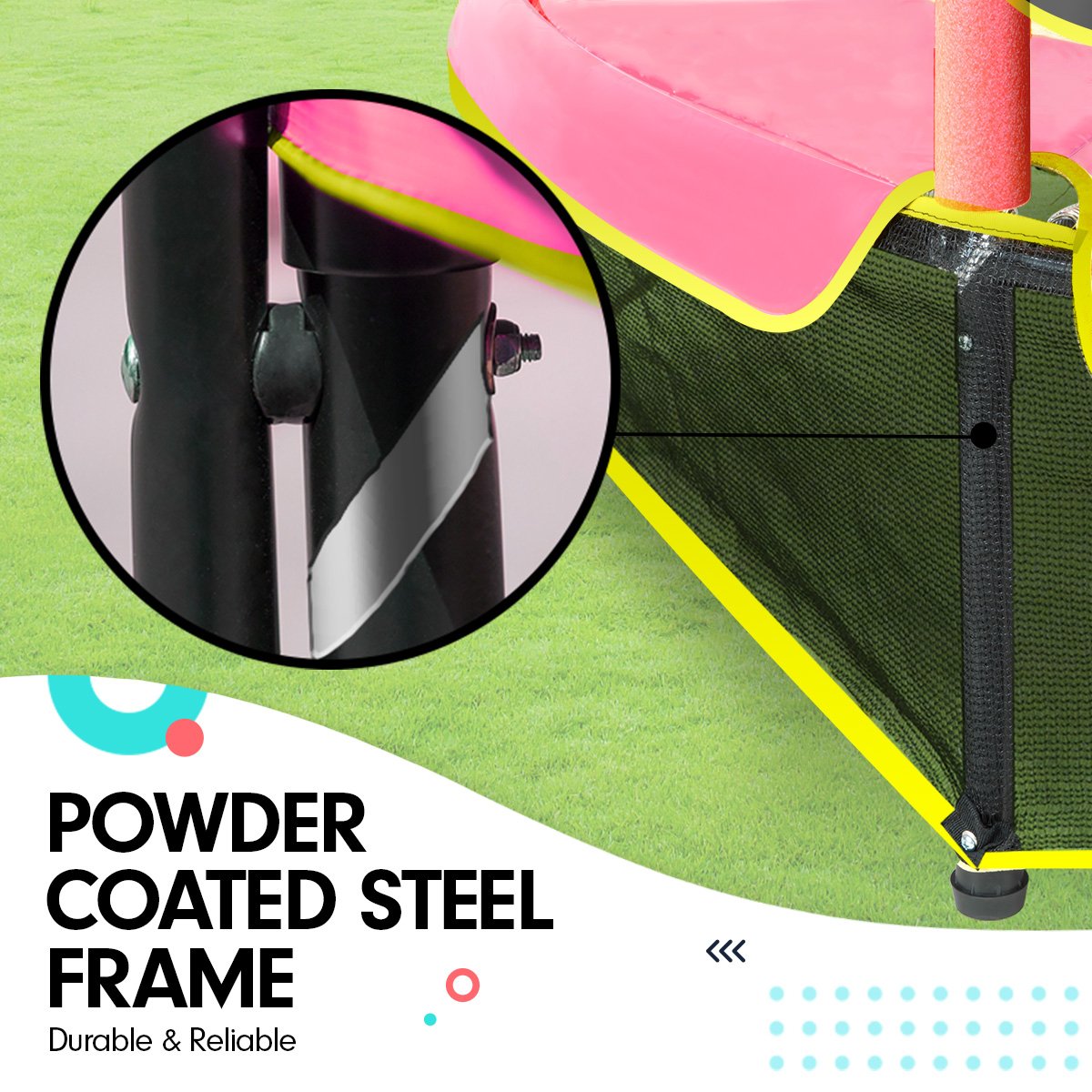 Kahuna 4.5ft Trampoline Round Free Safety Net Spring Pad Cover Mat Outdoor Green Pink Kahuna