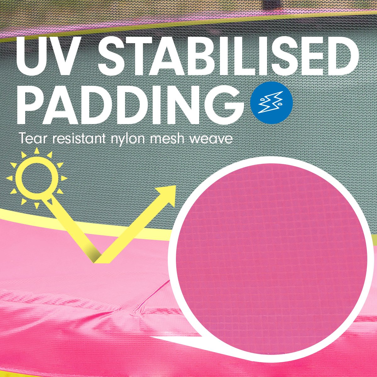 Kahuna 4.5ft Trampoline Round Free Safety Net Spring Pad Cover Mat Yellow Pink Kahuna