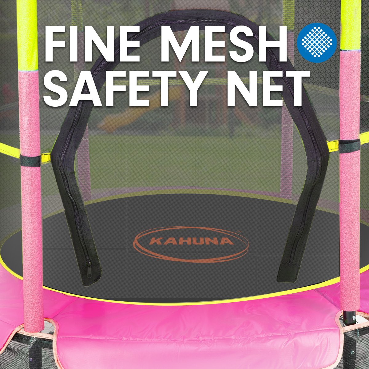 Kahuna 4.5ft Trampoline Round Free Safety Net Spring Pad Cover Mat Yellow Pink Kahuna