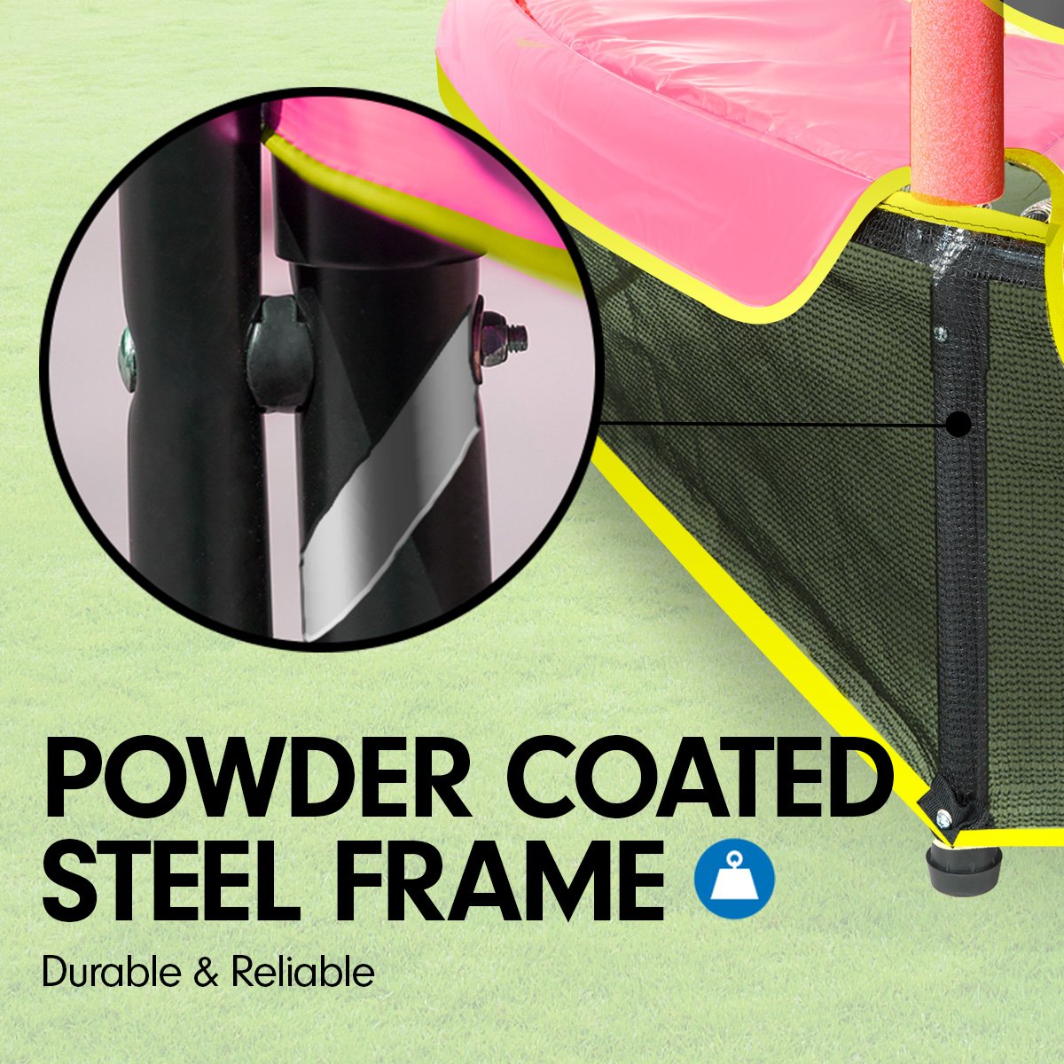 Kahuna 4.5ft Trampoline Round Free Safety Net Spring Pad Cover Mat Yellow Pink Kahuna