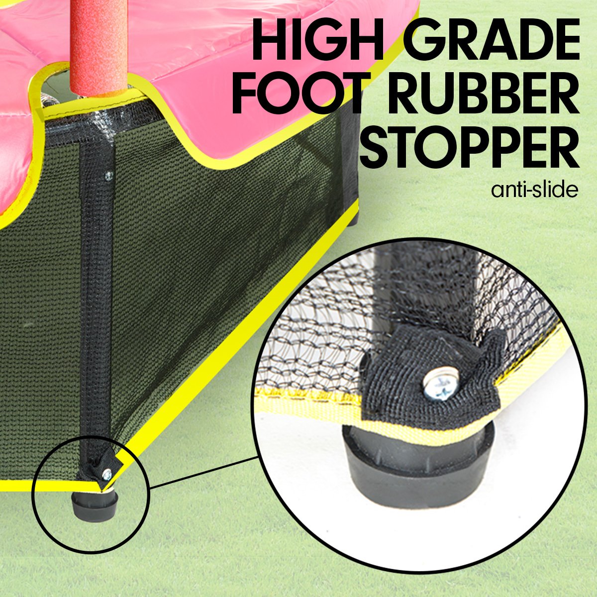 Kahuna 4.5ft Trampoline Round Free Safety Net Spring Pad Cover Mat Yellow Pink Kahuna