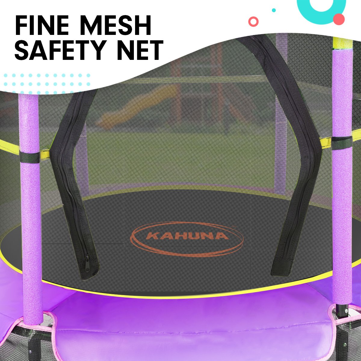 Kahuna 4.5ft Trampoline Round Free Safety Net Spring Pad Cover Mat Outdoor Yellow Purple Kahuna
