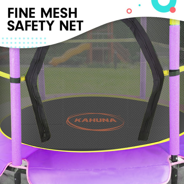 Kahuna 4.5ft Trampoline Round Free Safety Net Spring Pad Cover Mat Outdoor Yellow Purple Kahuna