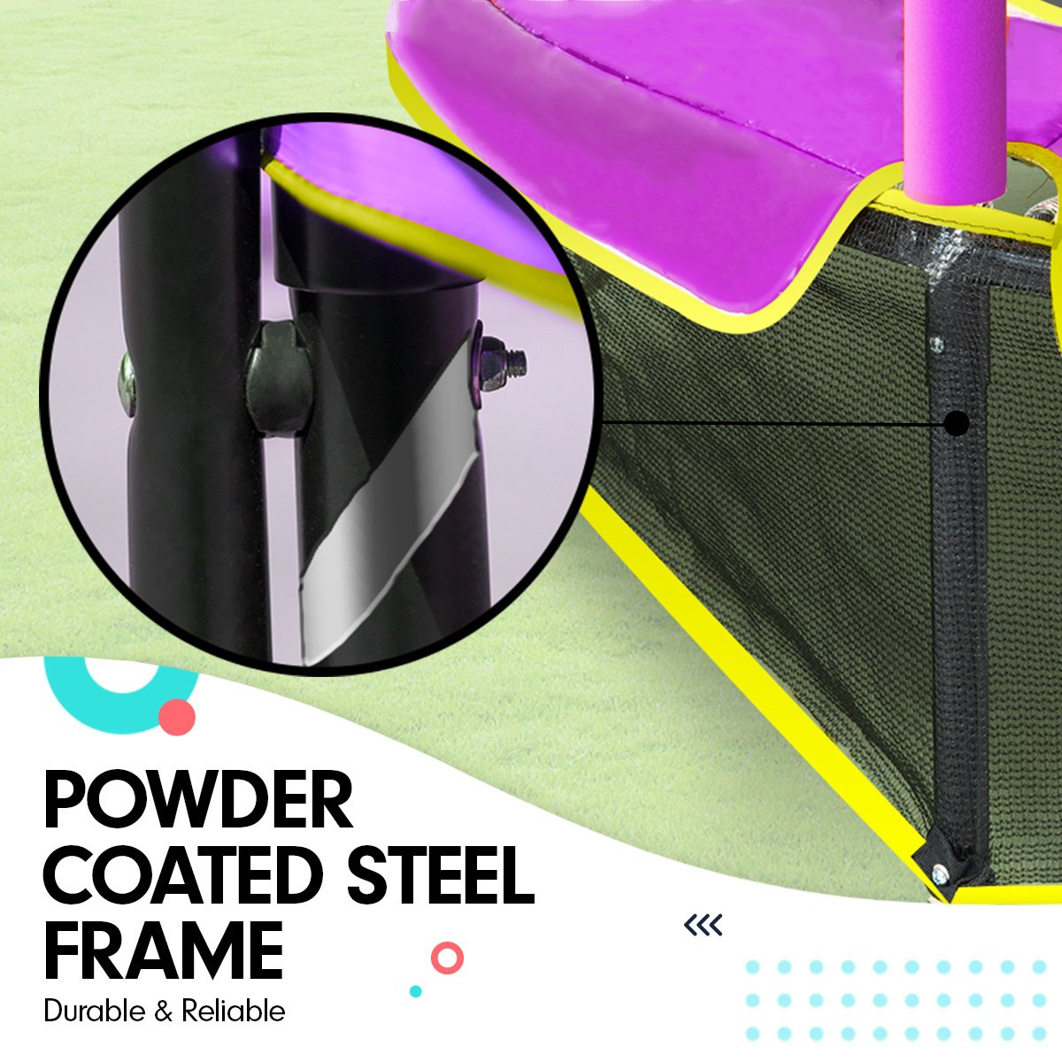 Kahuna 4.5ft Trampoline Round Free Safety Net Spring Pad Cover Mat Outdoor Yellow Purple Kahuna