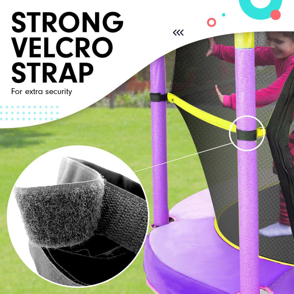 Kahuna 4.5ft Trampoline Round Free Safety Net Spring Pad Cover Mat Outdoor Yellow Purple Kahuna