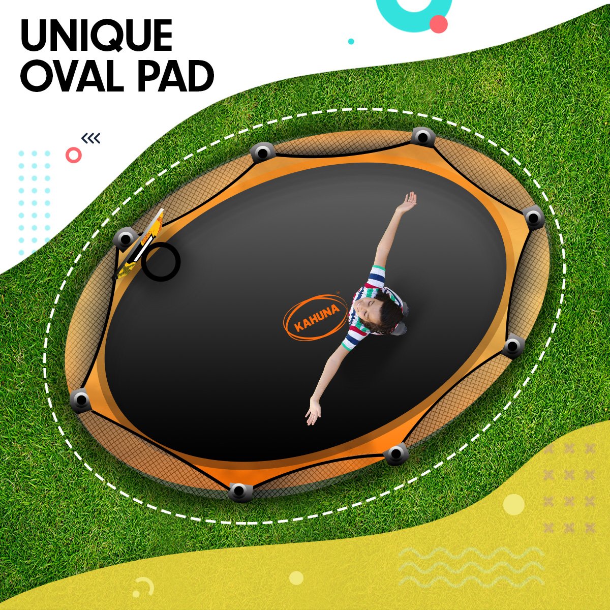 Kahuna Trampoline 8 Ft X 14ft Oval Outdoor - Orange Kahuna
