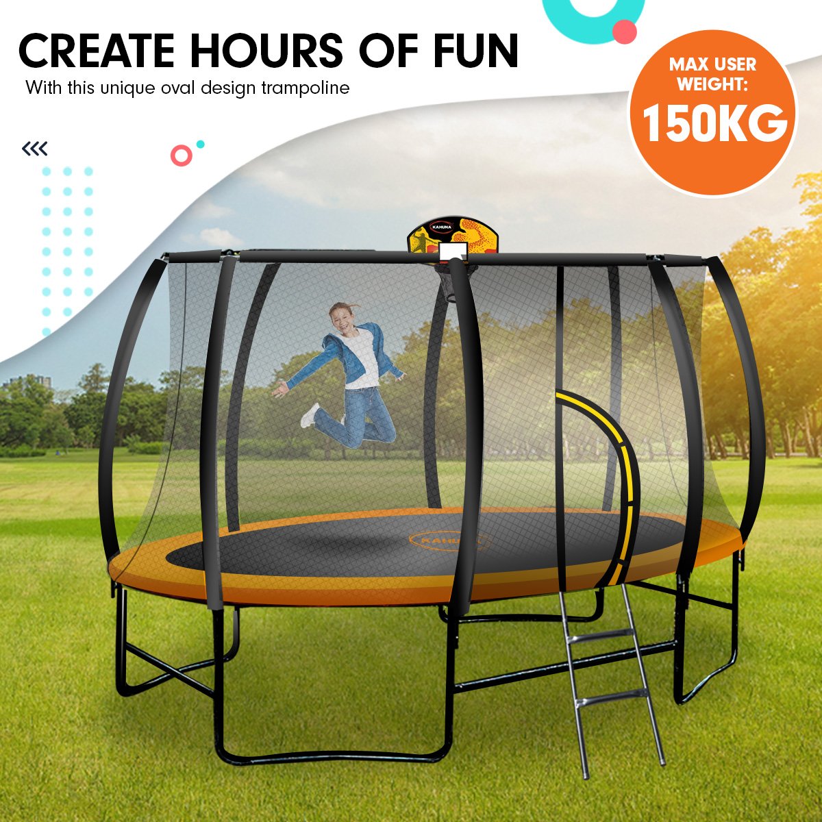 Kahuna Trampoline 8 Ft X 14ft Oval Outdoor - Orange Kahuna