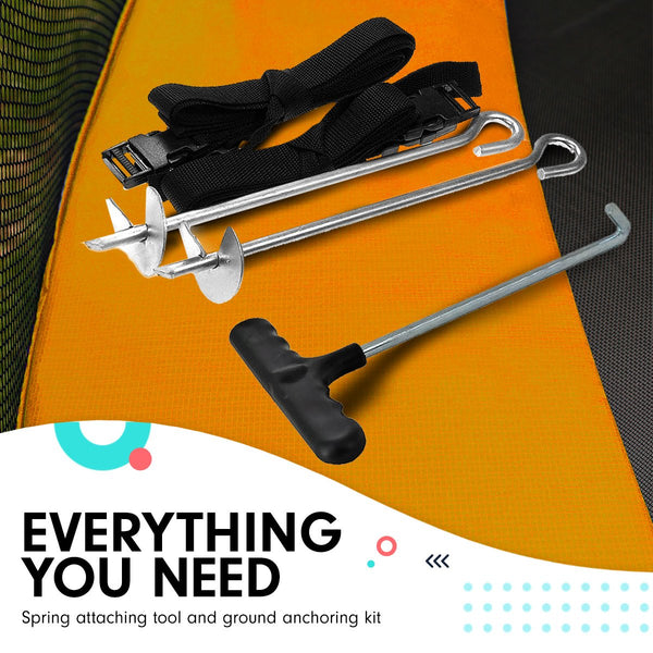 Kahuna 8ft X 14t Outdoor Orange Oval Trampoline With Safety Enclosure And Basketball Hoop Set Kahuna