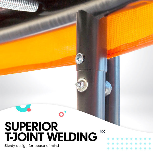 Kahuna 8ft X 11ft Outdoor Rectangular Orange Trampoline with Safety Enclosure. Powertrain