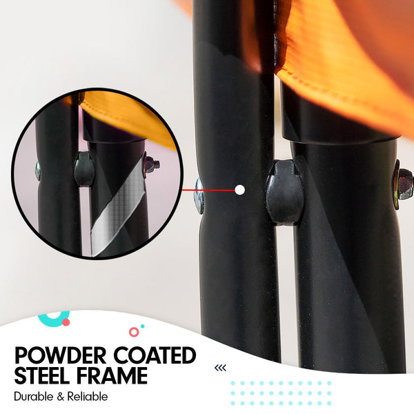 Kahuna 8ft X 11ft Outdoor Rectangular Orange Trampoline With Safety Enclosure And Basketball Hoop Set. Kahuna