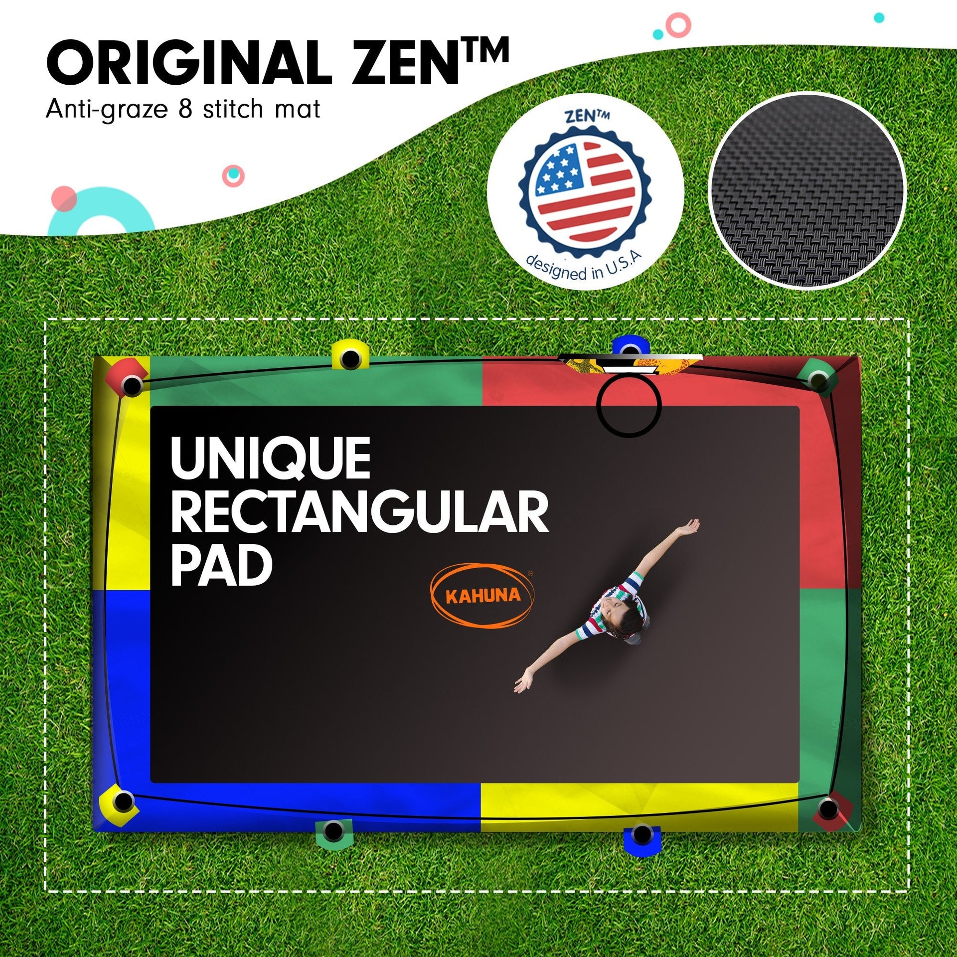 Kahuna 8ft x 11ft Rectangular Trampoline Rainbow Free Safety Net Spring Pad Cover Mat Ladder Kahuna