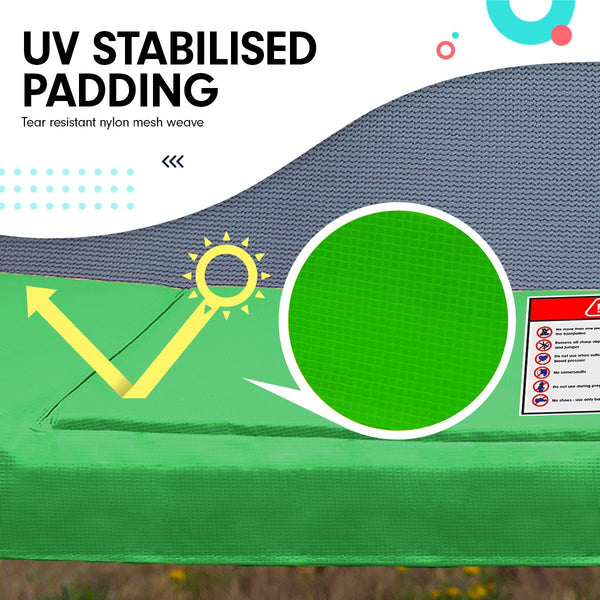 Kahuna 8ft x 11ft Outdoor Rectangular Rainbow Trampoline With Safety Enclosure And Basketball Hoop Set. Kahuna