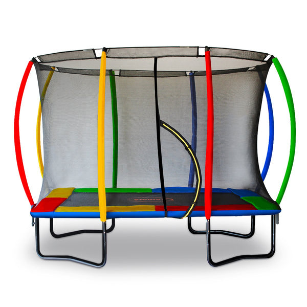 Kahuna 6ft x 9ft Outdoor Rectangular Rainbow Trampoline With Safety Enclosure Kahuna