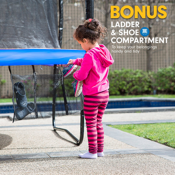 Kahuna 6ft x 9ft Outdoor Rectangular Rainbow Trampoline With Safety Enclosure Kahuna