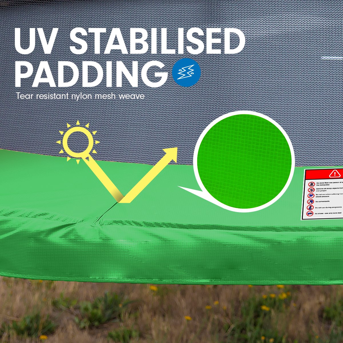 Kahuna 6ft x 9ft Outdoor Rectangular Rainbow Trampoline With Safety Enclosure Kahuna