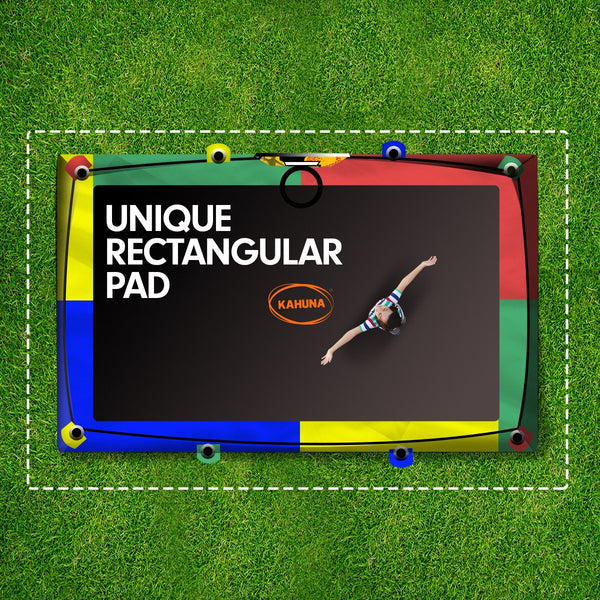 Kahuna 6ft X 9ft Outdoor Rectangular Rainbow Trampoline Safety Enclosure And Basketball Hoop Set Kahuna
