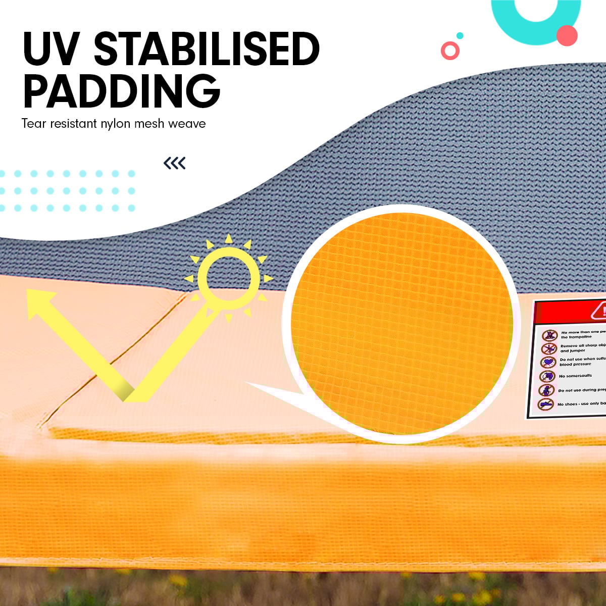 Kahuna Rectangular Trampoline 6x9ft with L.E.D BB Set Rainbow Kahuna