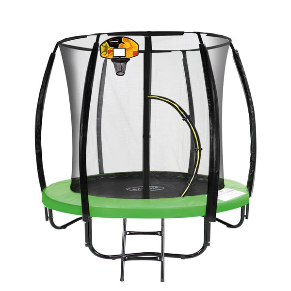 Kahuna 6ft Outdoor Round Green Trampoline With Safety Enclosure And Basketball Hoop Set Powertrain