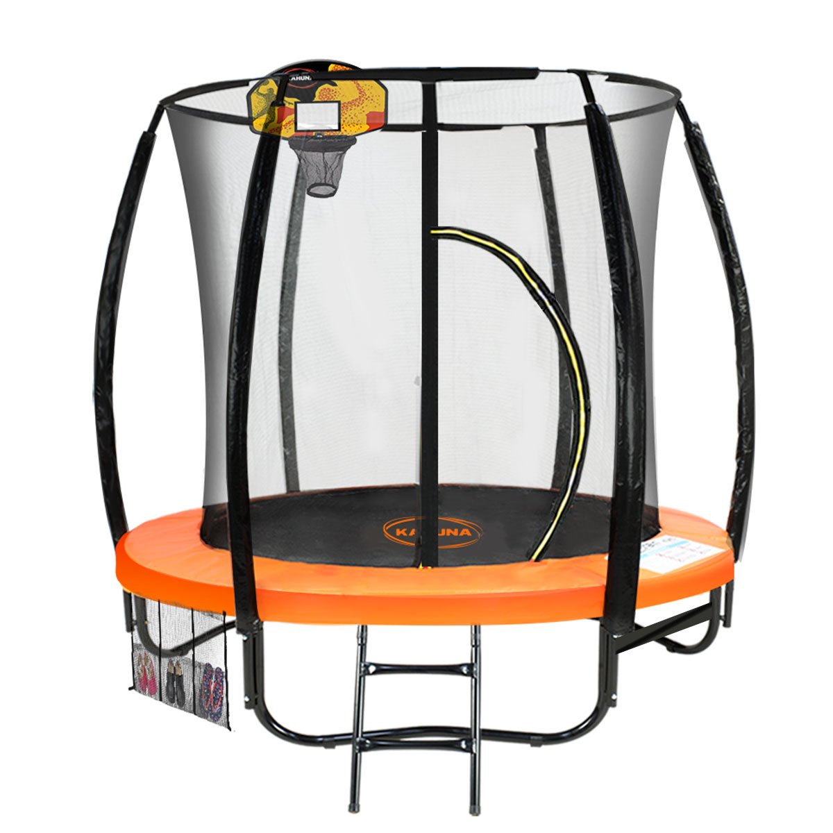 Kahuna Classic 6ft Outdoor Round Orange Trampoline Safety Enclosure And Basketball Hoop Set Kahuna