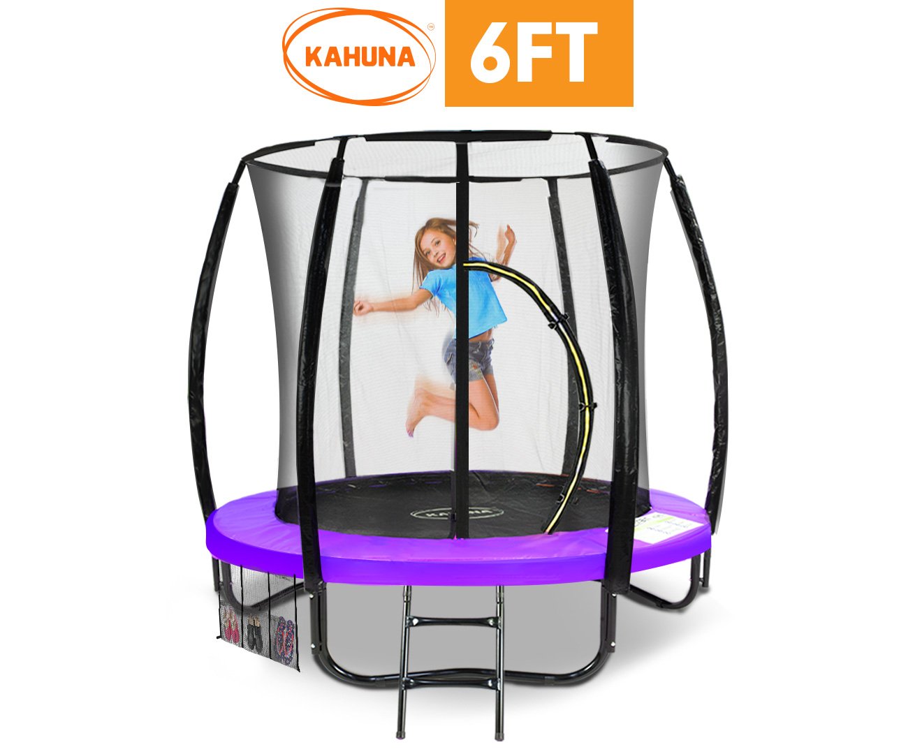 Kahuna Classic 6ft Trampoline Round Outdoor Free Safety Net Spring Pad Cover Mat Purple Kahuna