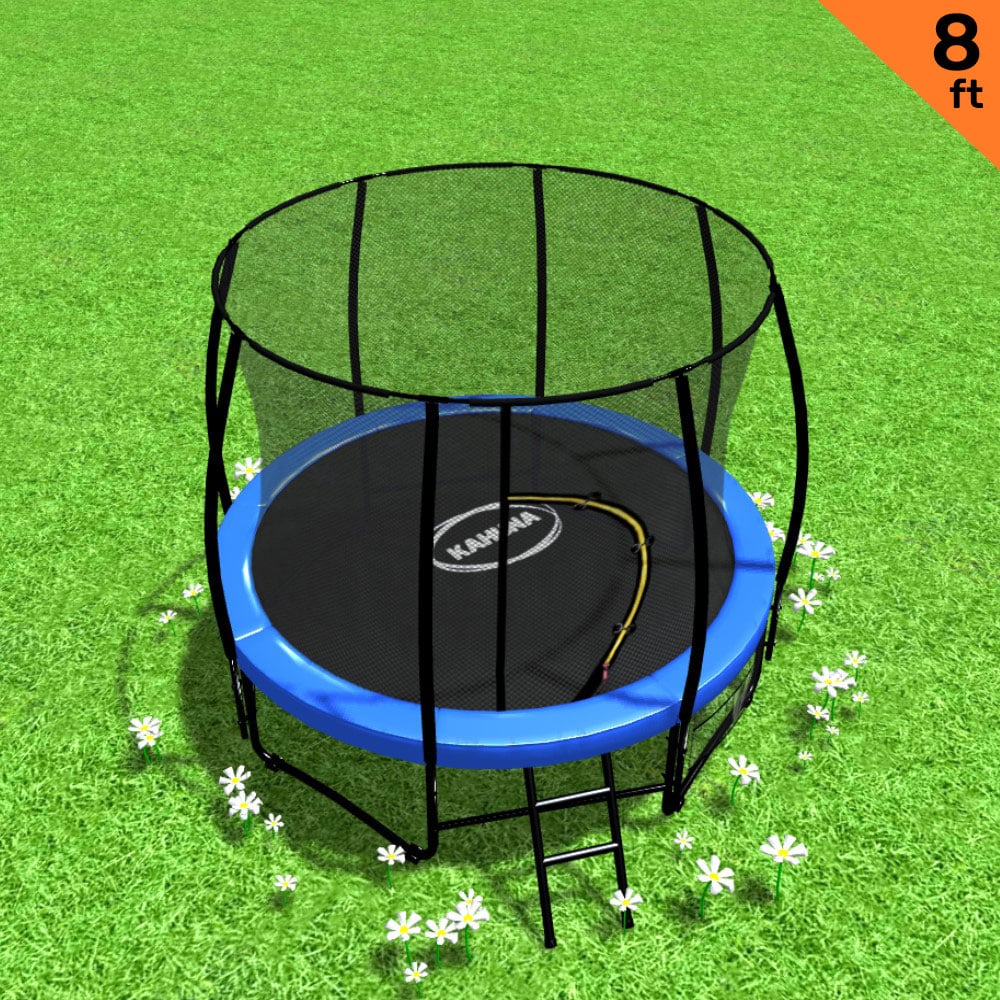 Kahuna 8ft Trampoline Free Ladder Spring Mat Net Safety Pad Cover Round Enclosure Blue Kahuna