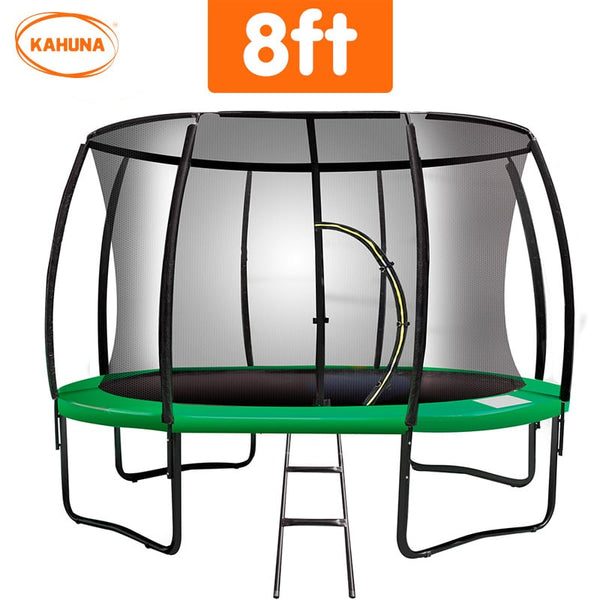 Kahuna 8ft Trampoline Free Ladder Spring Mat Net Safety Pad Cover Round Enclosure Green Kahuna