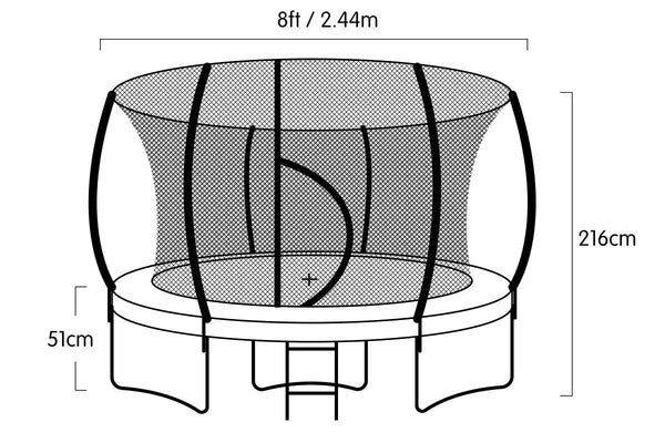 Kahuna 8ft Trampoline Free Ladder Spring Mat Net Safety Pad Cover Round Enclosure Green Kahuna
