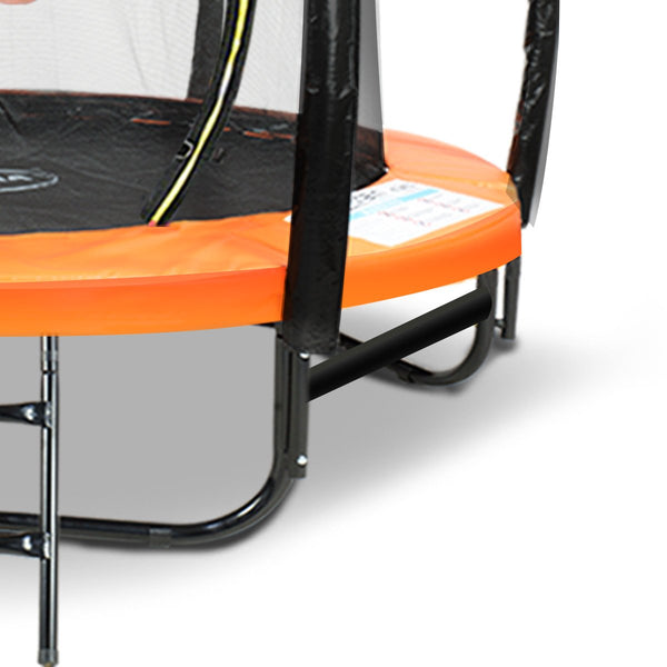 Kahuna 8ft Outdoor Orange Trampoline For Kids And Children Suited For Fitness Exercise Gymnastics With Safety Enclosure Basketball Hoop Set Kahuna