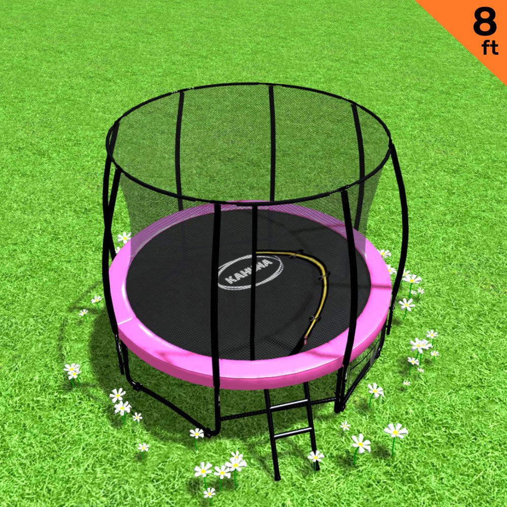 Kahuna 8ft Trampoline Free Ladder Spring Mat Net Safety Pad Cover Round Enclosure Pink Kahuna