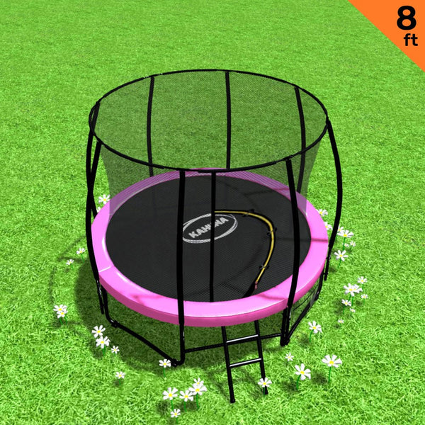 Kahuna 8ft Trampoline Free Ladder Spring Mat Net Safety Pad Cover Round Enclosure Pink Kahuna