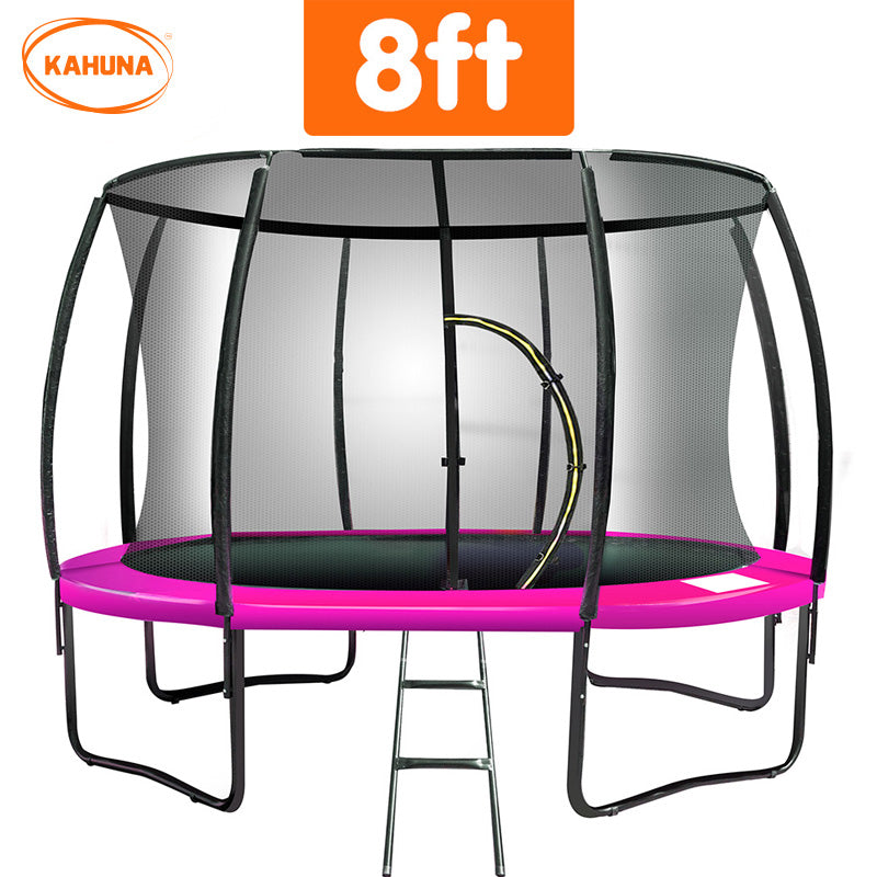 Kahuna 8ft Trampoline Free Ladder Spring Mat Net Safety Pad Cover Round Enclosure Pink Kahuna