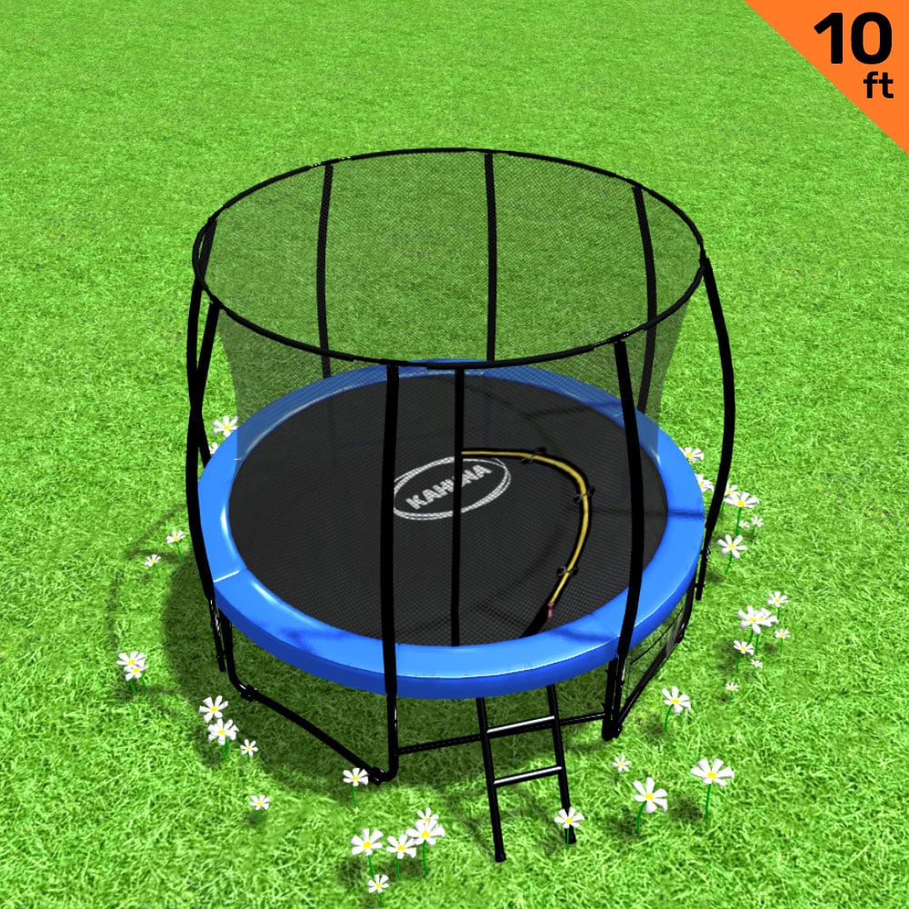 Kahuna 10ft Trampoline Free Ladder Spring Mat Net Safety Pad Cover Round Enclosure Blue Kahuna