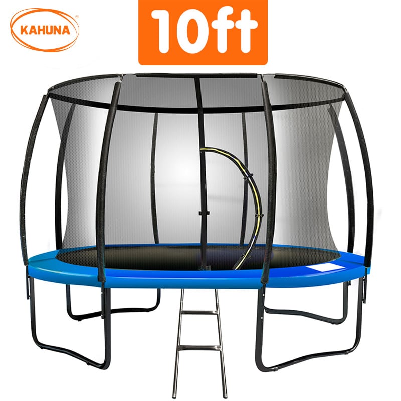 Kahuna 10ft Trampoline Free Ladder Spring Mat Net Safety Pad Cover Round Enclosure Blue Kahuna
