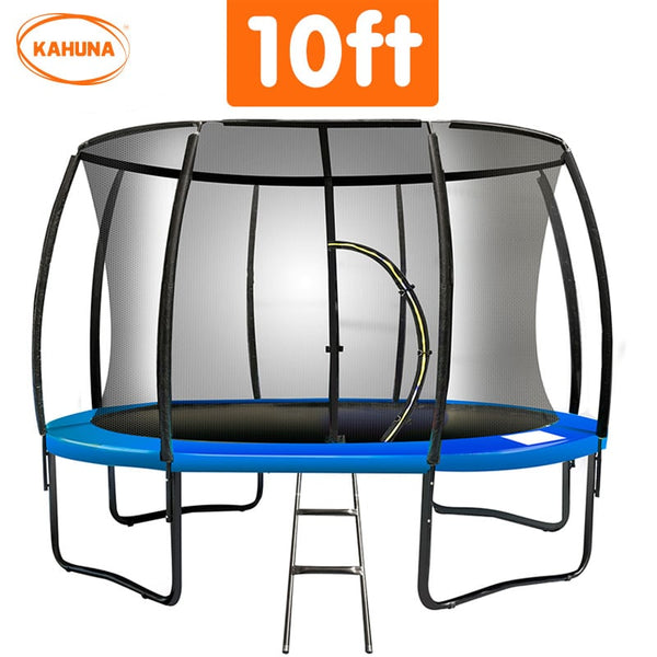 Kahuna 10ft Trampoline Free Ladder Spring Mat Net Safety Pad Cover Round Enclosure Blue Kahuna